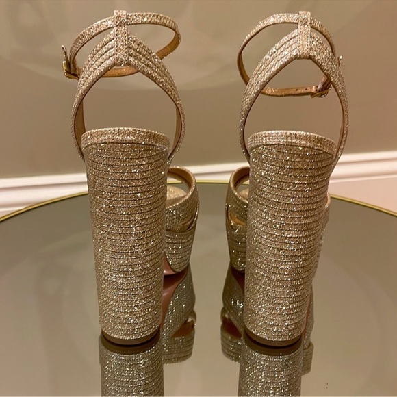 Aquazzura Sundance 140 Glitter platform heeled sandals size 38 - Picture 7 of 17